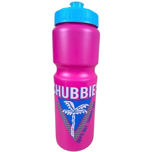 Chubbies Sky’s Out Thighs Out Pink Blue Retro 80’s 90’s Style Water Bottle - Picture 1 of 5